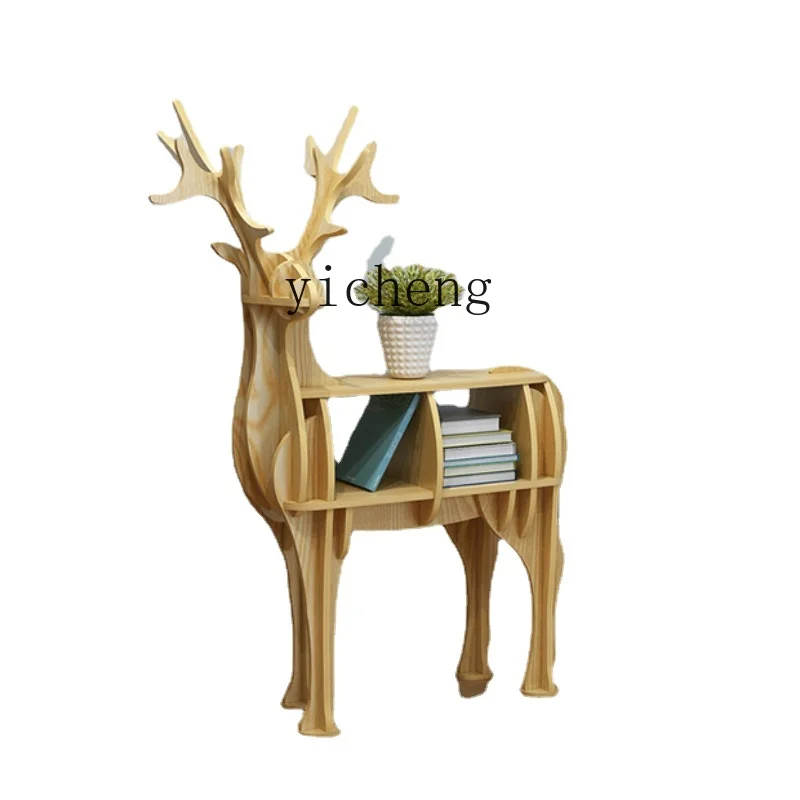 

Tqh Art Wooden Elk Animal Shape Shelf Bookshelf Simple Living Room School Decoration