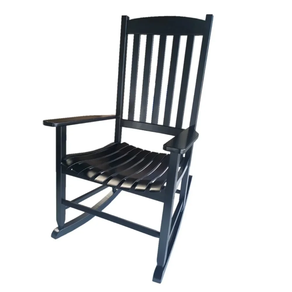

Rocking Chair，Patio Furniture Sets, Outdoor Wood Porch Rocking Chair, Black Color, Weather Resistant Finish, Garden Chairs