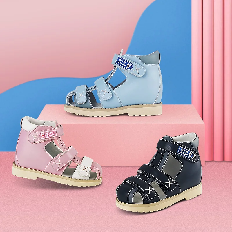 

Children Girls Sandals Summer Orthopedic School Shoes For Kids Baby Boys Black Closed-Toe Fashion Flatfoot Tiptoe Footwear