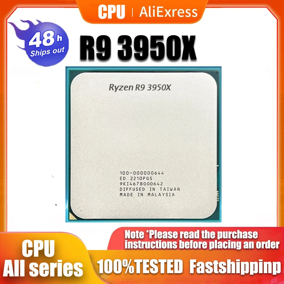 

Ryzen 9 3950X Ryzen 9 3950X R9 3950X 3.5 GHz 16-Core 32-Thread CPU Processor 7NM L3=64M 100-000000051 Socket AM4