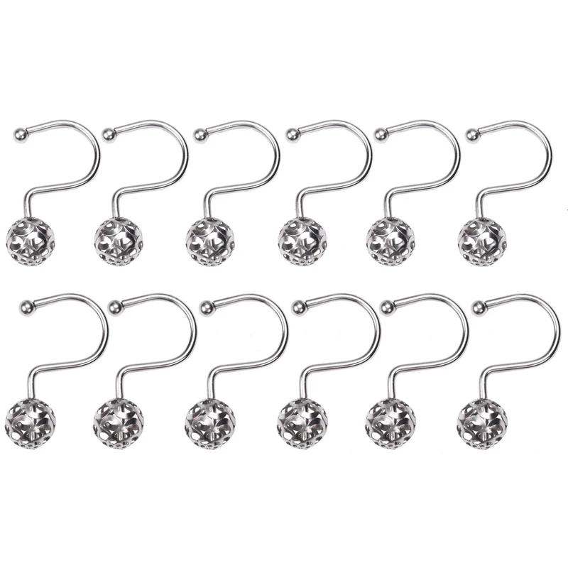 

Shower Curtain Hooks Rings,Set Of 12 Decor ,Metal Rustproof For Bathroom