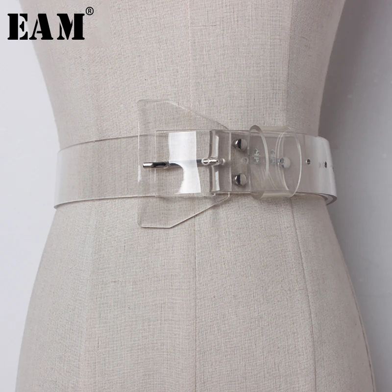 PVC Material Transparent Long Wide Belt Women All-match Spring Autumn