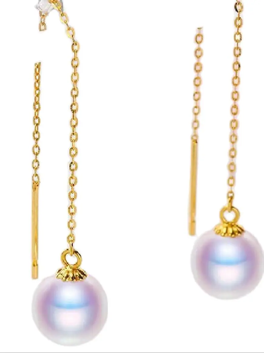 

gorgeous 9-10mm south sea round white pearl earring 14k