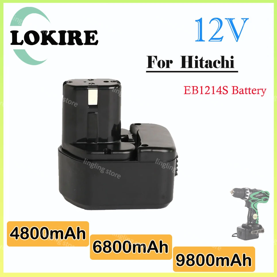 

12V For Hitachi EB1212S EB1214S 4800/6800/9800mAh Rechargeable Battery For Hitachi Drill Battery EB1220BL EB1214S WR12DMR CD4D