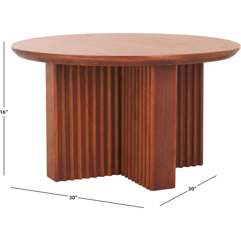 Home Collection Natural Brown Round Top Coffee Table 2