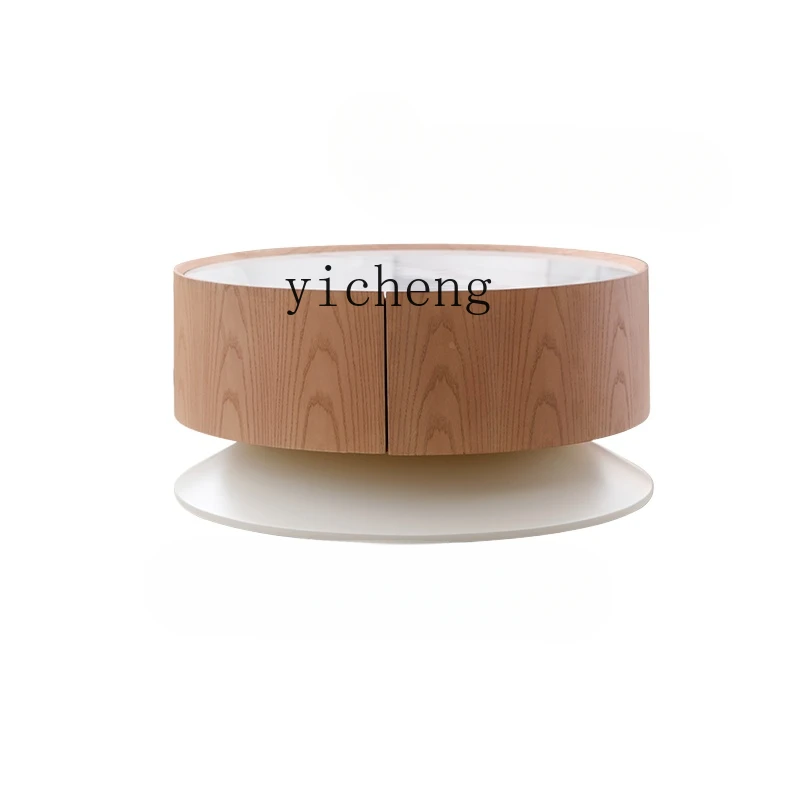 

Tqh Cream Log Style Egg Tart Coffee Table Small Apartment Living Room Home Simple Internet Celebrity round Tea Table