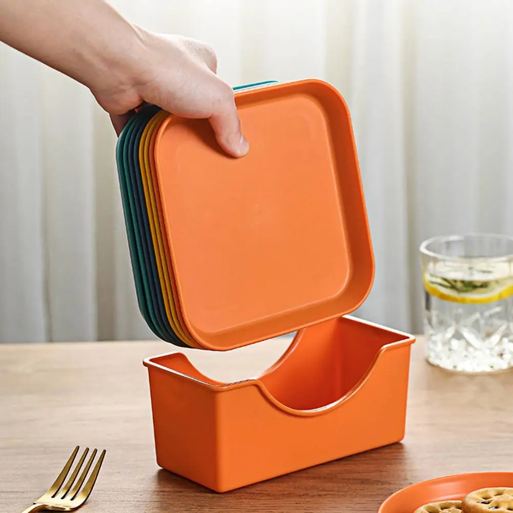 Convenirnt Dessert Dishes Household Dinner Plate Smooth Space-saving Unbreakable Sturdy Plastic Dinner Plates