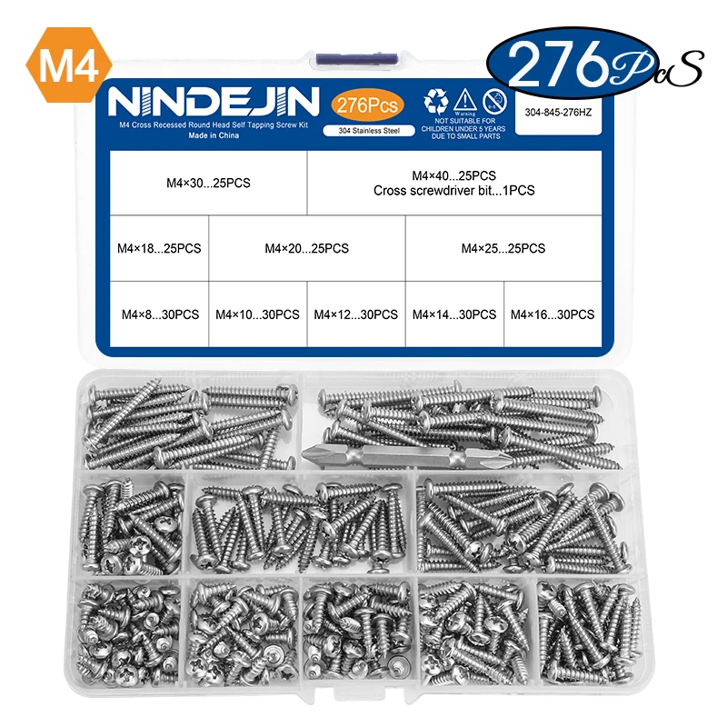 Set 250 Viti Autofilettanti Acciaio Inox - Testa Croce E Tonda Per Legno (M3, M4, M5) - Foto 7