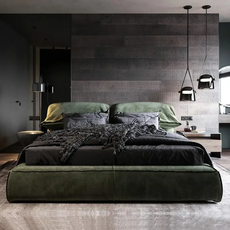 Italian Minimalist Technology Cloth Bed New Creative Design Simple Modern Master Bedroom Comfortable Soft Wedding Bed
