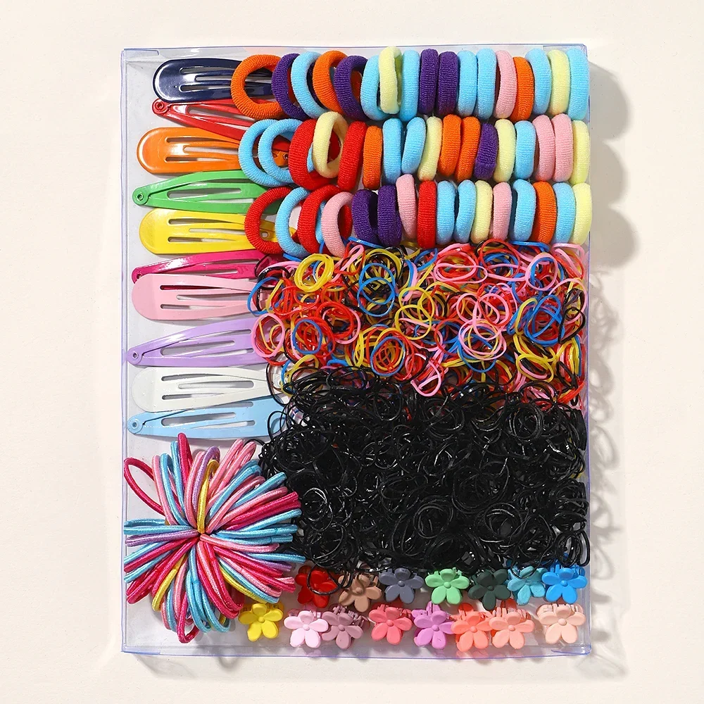 1125PCS Children Lovely Colorful Flower Clip BB Clip Disposable Hair Ring A Bag of Multipurpose Rubber Band Hair Wholesale Gift cartoon lovely animal slap snap wrap wristband bracelet panda plush hand ring wristband toys for kids birthday present supplies