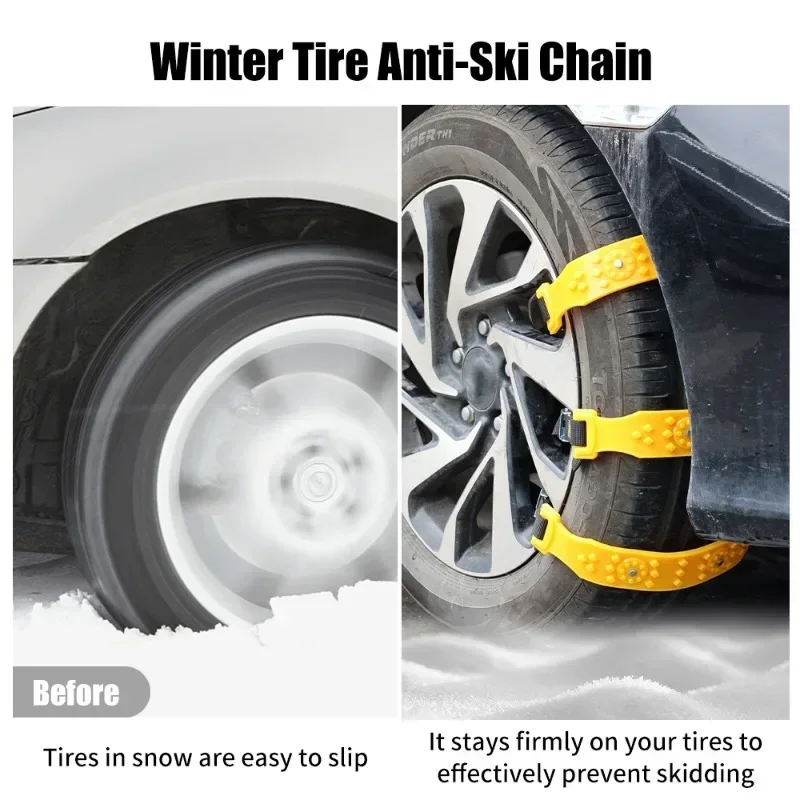Car Snow Chains Emergency Tire Chains Auto Tire Anti-Skid Thickened Beef Tendon Wheel Chain for Snow Mud Sand Road