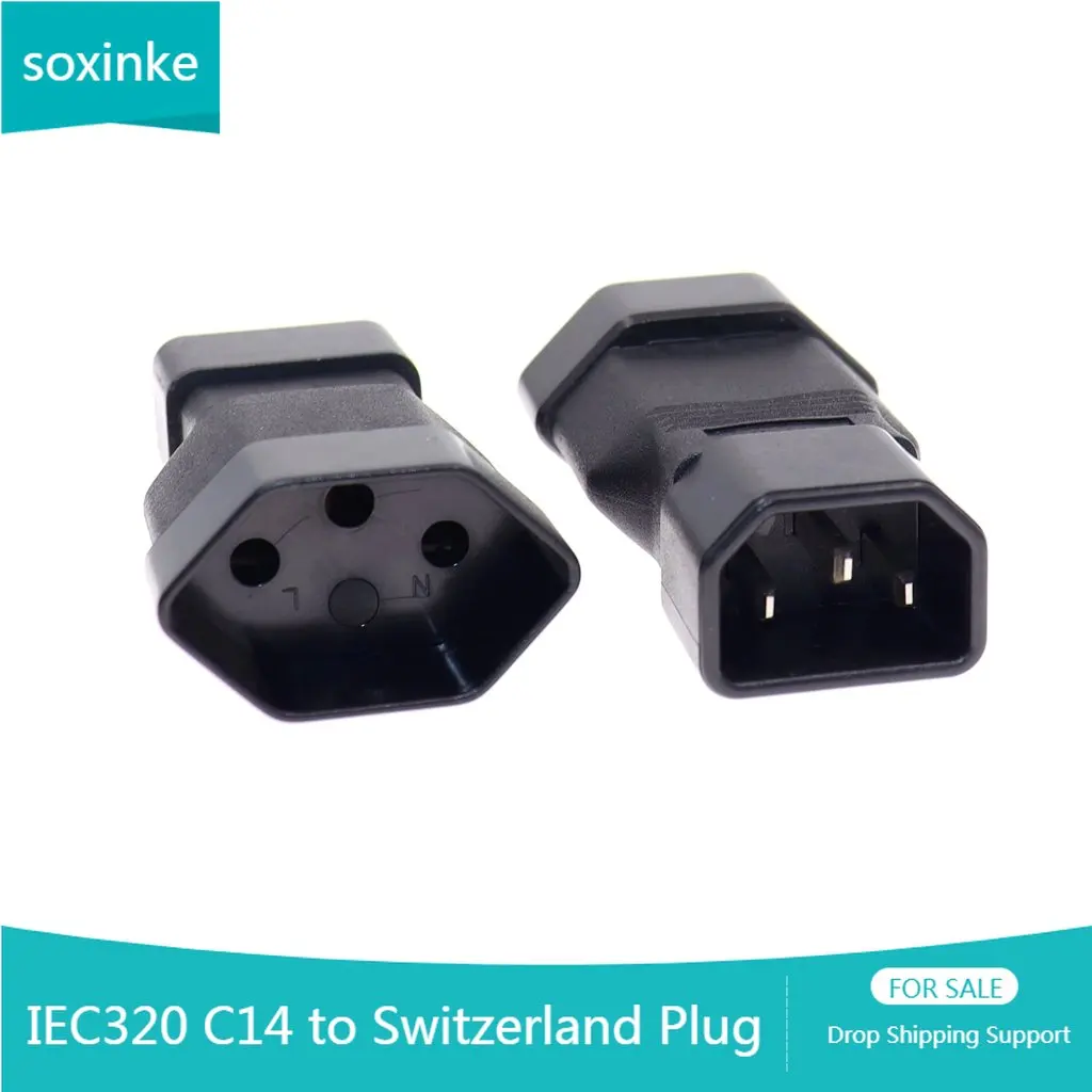 Switzerland Plug adapter,IEC 320 C14 to Swiss Outlet socket,IEC Type J Adapter for UPS/PDU/APC,IEC to European Outlet socket