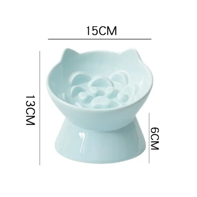 Ceramic Cat Slow Food Bowl Cute Slanted Mouth Dog Feeding Basin Creative Large Capacity Pet High Foot Bowl Kitten Puppy 6