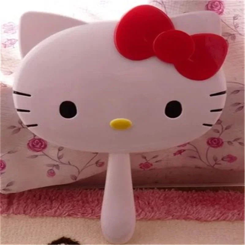 헬로 키티 거울 고양이 머리 활 거울, 귀여운 손잡이 화장품 거울, 카와이 크리에이티브 휴대용 크리스마스 선물