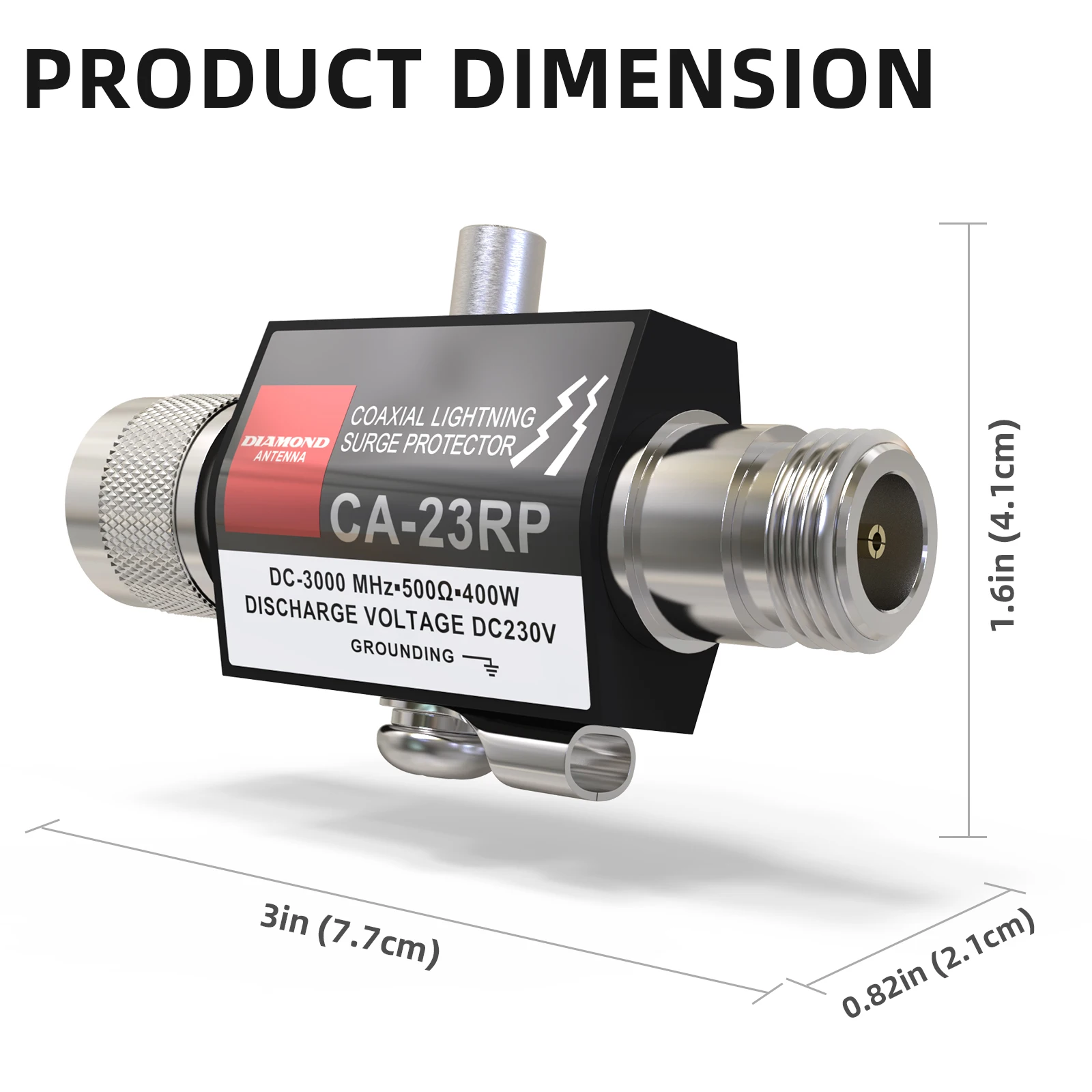 Pararrayos DC-3000MHz de 400W, banda completa N macho a N hembra, Protector Coaxial contra sobretensiones, CA-23RP, DC230V