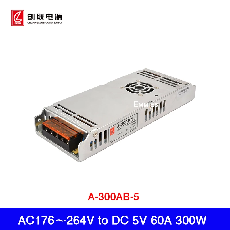 Chuanglian A-300AB-5 / AC 220V 5V 60A 300W 전원 공급 장치 팬 냉각 LED 디스플레이 화면