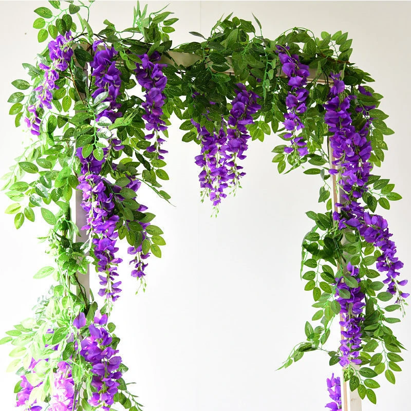 1.9M Wisteria Artificial Flowers Rattan Wreath Wedding Arch Decoration