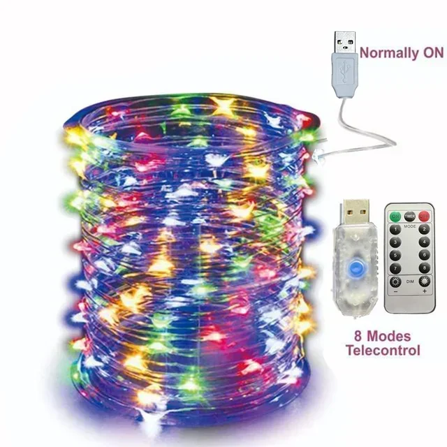 ตัวเลือกสินค้า โคมไฟ USB LED รีโมทคอนโทรล 8 ฟังก์ชั่น ตกแต่งบ้าน งานแต่งงาน คริสต์มาส