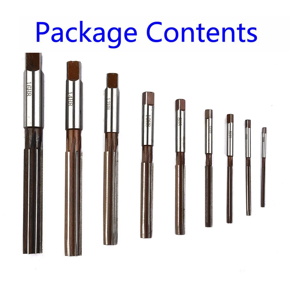

9Pcs 3-16mm H8 Chucking Straight Shank 9crsi Machine Hand Reamers 9crsi Alloy Tool Steel Machinery Accessories Repairing