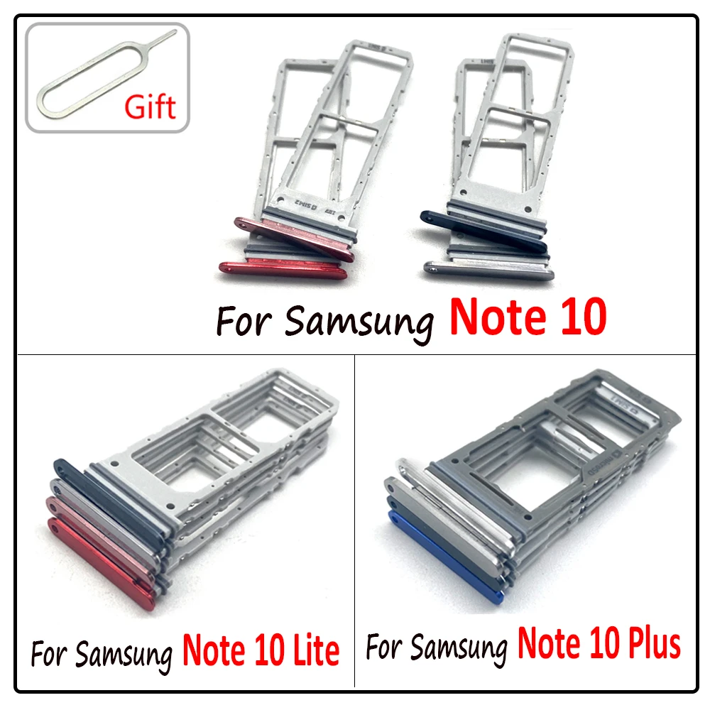 

For Samsung Note 10 Plus / Note 10 Lite Nano Sim Card Holder Tray Dual SD Card Slot Chip Adapter Socket With Pin