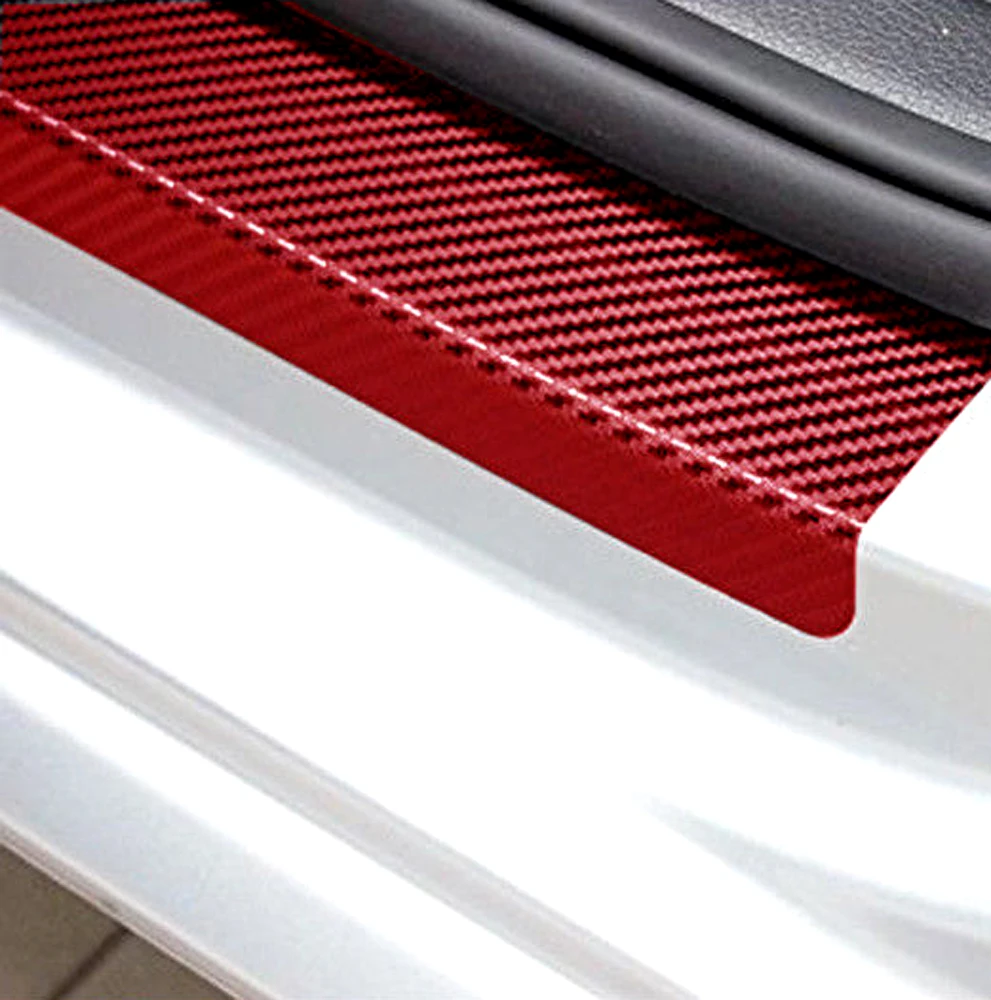 Car Door Plate Sticker Sill Scuff Cover Protector 3D Carbon Fiber Anti Scratch 4pcs car stickers car door stickers carbon fiber sticker car door protector car threshold protector car door edge protector car trunk door sill protector carbon fiber car stickers
