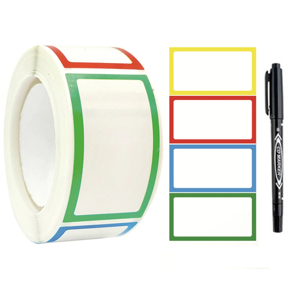 

250pcs Blank Name Stickers Writable Date Tags for School Teacher Kids Desk Clothes Storage Boxes Packaging Mark Labels with Pen
