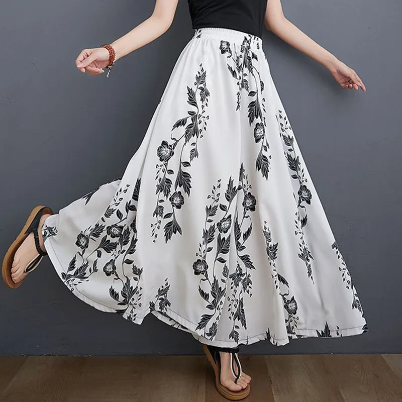 Oversize 6XL Culottes Pants Womens Casual Wide Leg Pantalones Summer Baggy Elastic High Waist Straight Trousers For 110 KG 2023