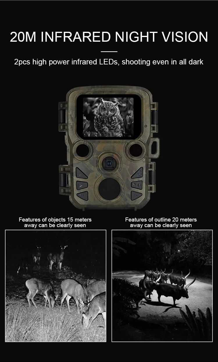 Mini Trail Camera, Wildlife Camera, 512GB Memory Card, Hunting Camera for Security, 4K, 20MP