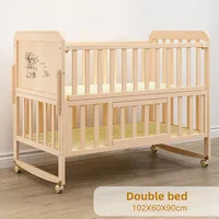 Lit pour enfants en bois massif, berceau Convertible pour tout-petits, berceau Portable, finition non toxique, matelas réglable, assemblage facile 4