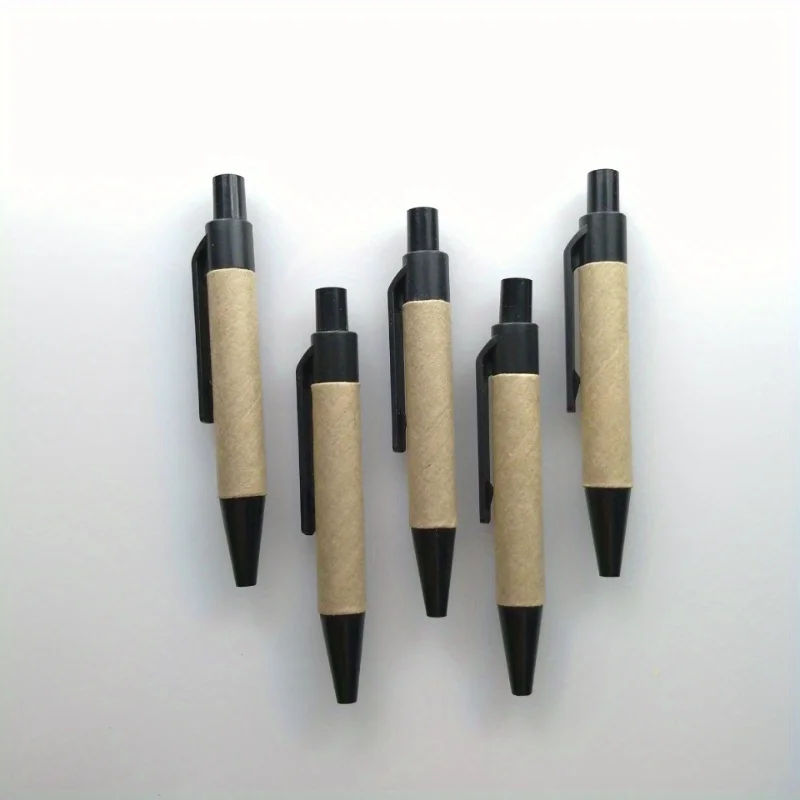 Set of 10 Eco-Friendly Recycled Paper Ballpoint Pens with Black Ink for Office and School Supplies