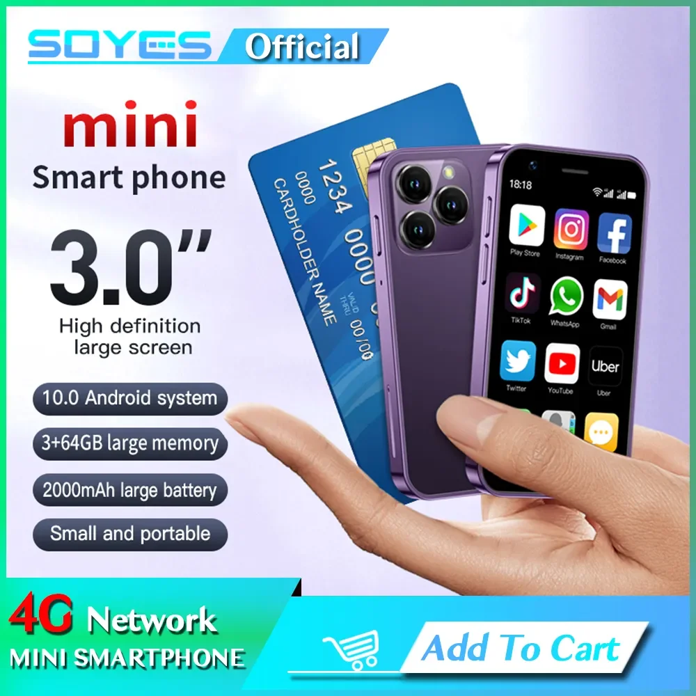 SOYES XS16 Mini Смартфон с 5,5-дюймовым дисплеем, четырёхъядерным процессором, ОЗУ 3 ГБ, ПЗУ 64 ГБ, 3,0 мАч, Android 10,0 soyes super mini смартфон 1 гб озу 8 гб пзу экран 2 5 дюйма четырёхъядерный android 6 0 1000 мач