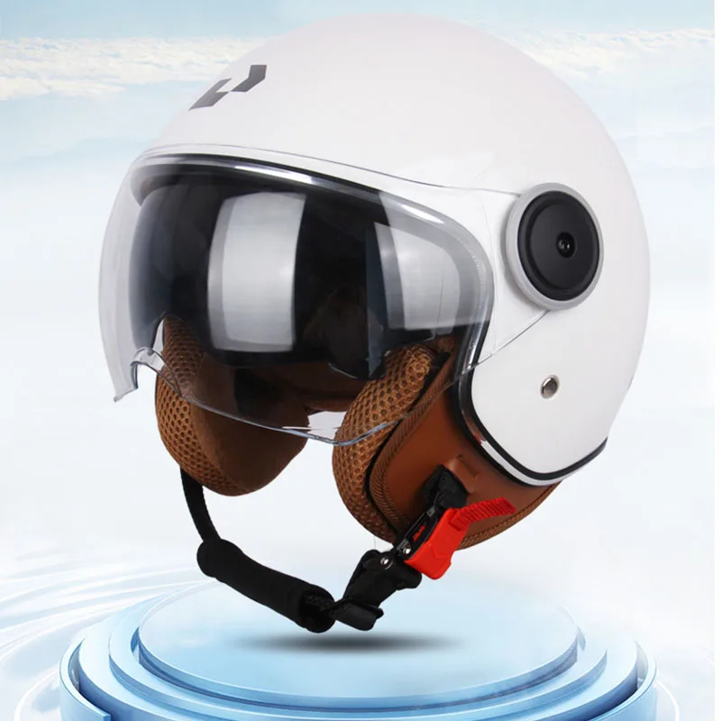DOT certification Motorbike Casco Go Kart Scooter Motor Van Motorcycle Dual Lens Vintage Helmets Four Seasons Racing Half Helmet