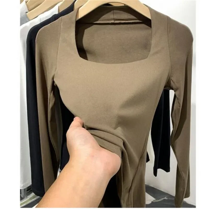 

T Shirt Women Elasticity T-Shirt Summer Tee Woman Clothes Spring Top Sexy Slim Tshirt Female Skinny Cotton Long Sleeve Crop Tops