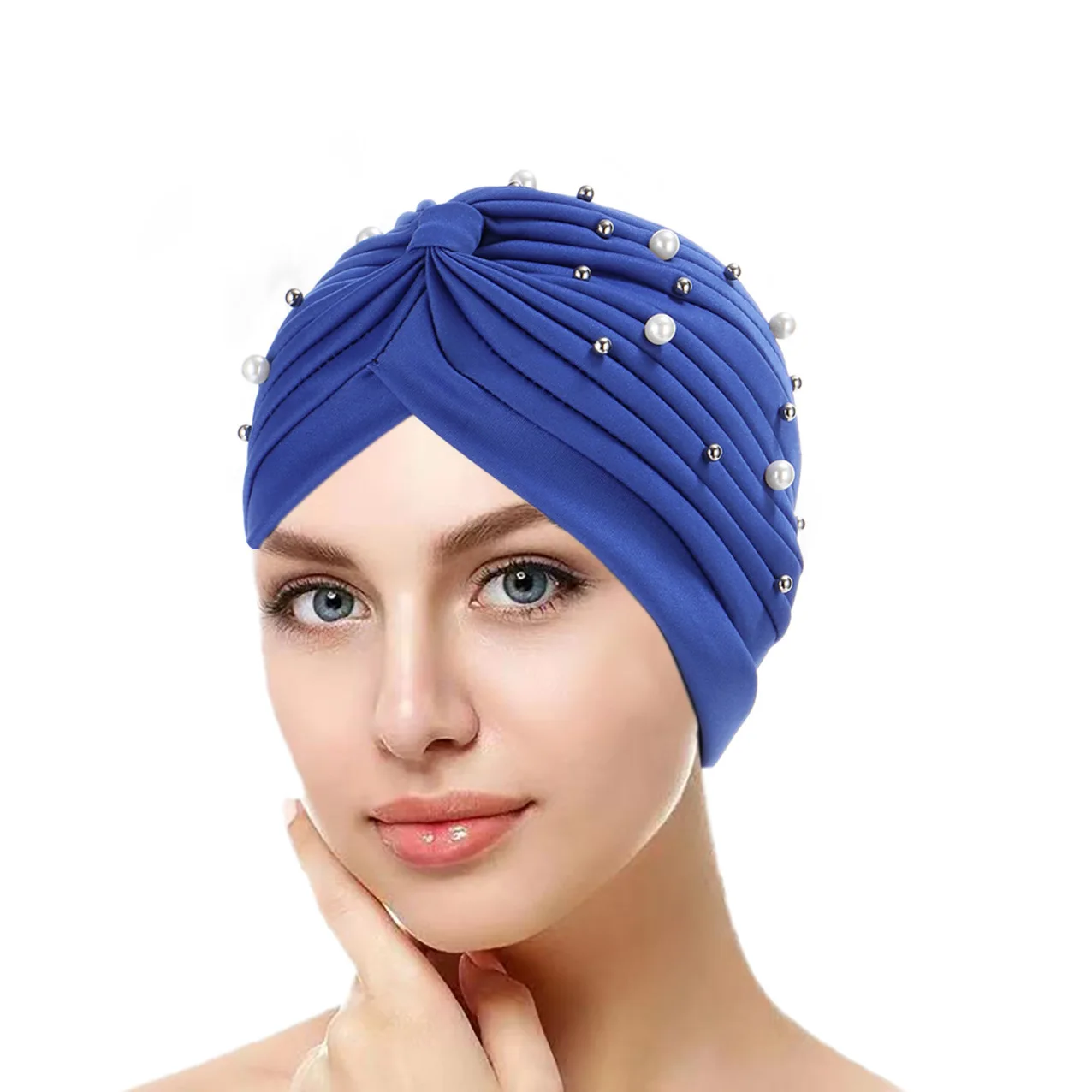 

Muslim Women India Beads Hijab Inner Hat Knot Cancer Bonnet Chemo Cap Underscarf Hair Loss Cover Beanies Headwear Headscarf Wrap