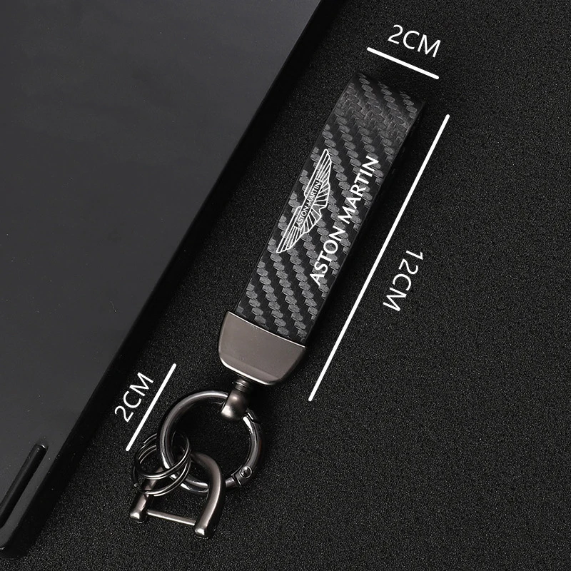 Aston Martin Premium Lederen Sleutelhanger - Bruine lederen variant met zilveren accenten