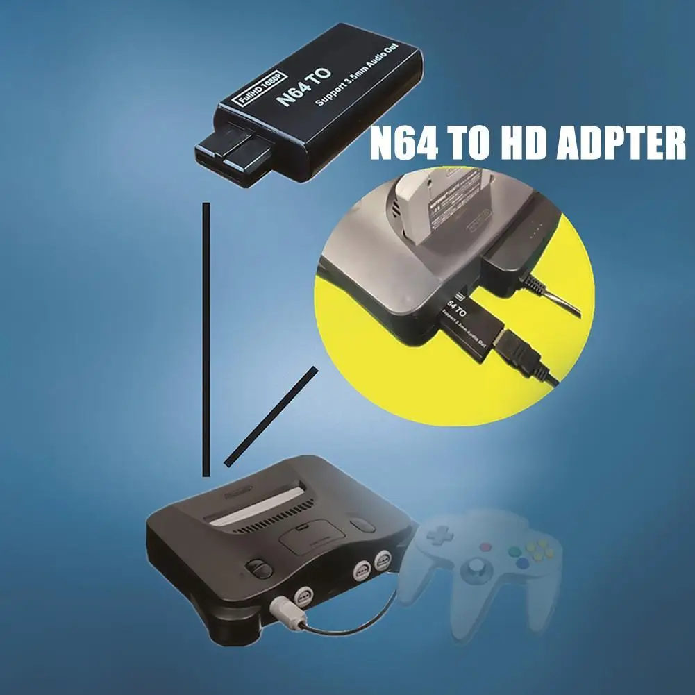 N64 to HDMI 호환 컨버터, HD1080P 게임 콘솔 비디오 변환, 전송 TV 어댑터 프로젝터 및 플러그 플레이