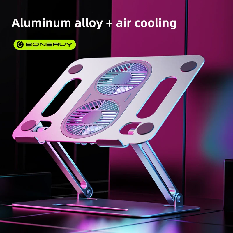 Laptop Stand Adjustable Aluminum Alloy Notebook Stand Compatible10-17 Inch Laptop Portable Laptop With Cooling Fan h