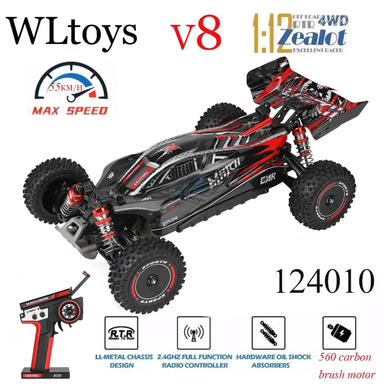 

Newest WLtoys 124010 V8 1/12 2.4G Racing RC Cars 4WD 550 Motor 55Km/H High Speed Remote Control Car Off-road Drift Toys