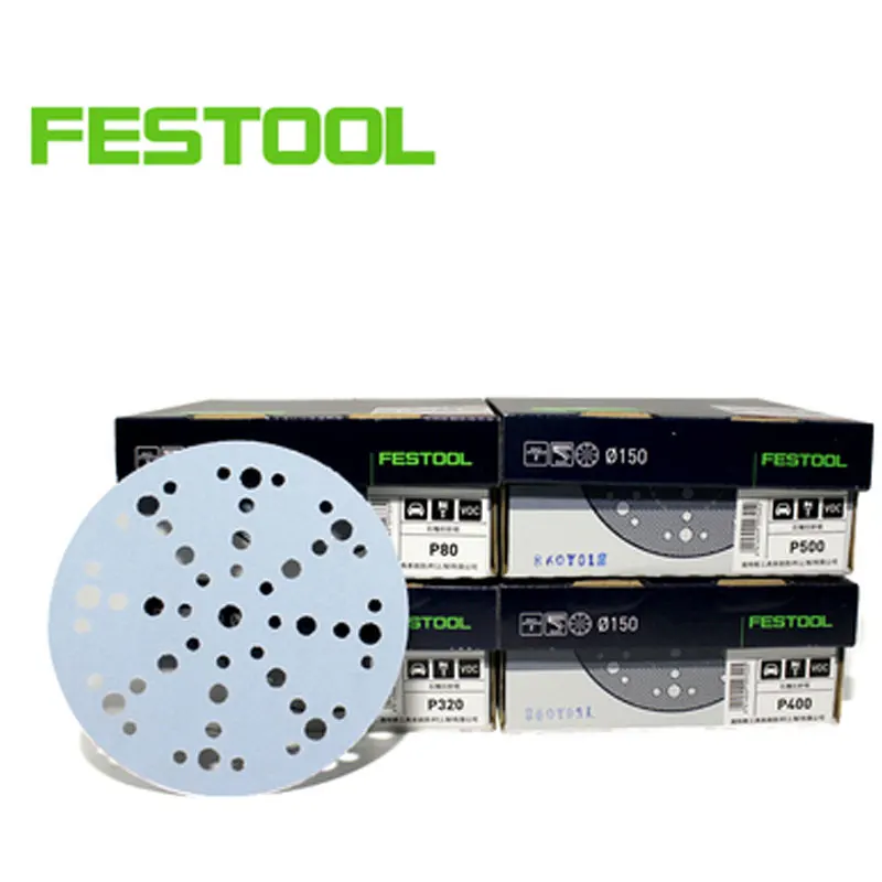 10PCS 원래 독일 FESTOOL 라이트 블루 가닛 건식 사포 6 48 홀 원형 연마 자동차 목수
