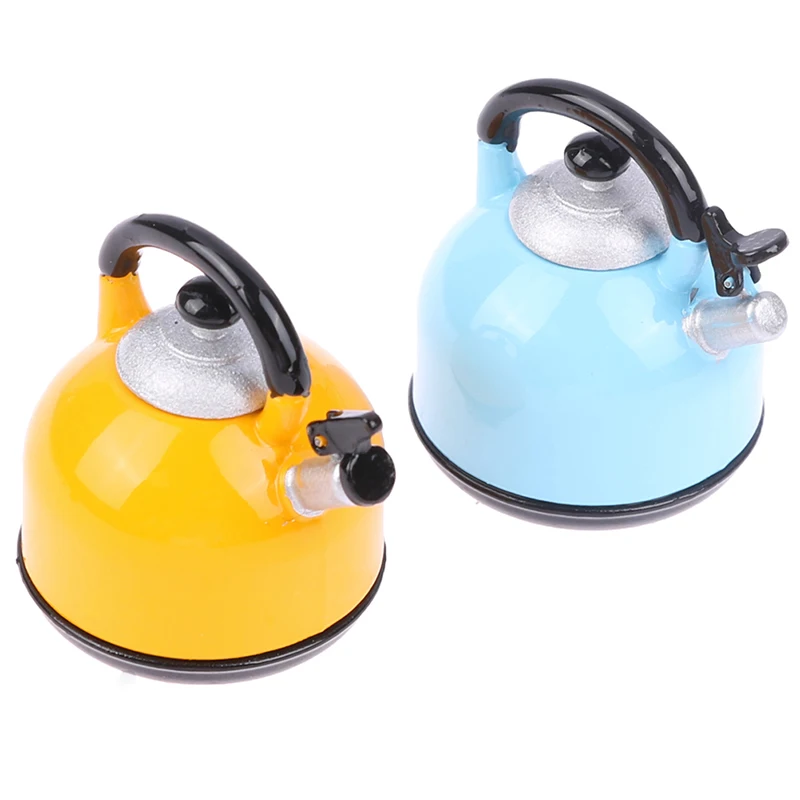 Doll House Decoration 1/12 Mini Alloy Kettle Simulation Teapot Model Toys Dollhouse Miniature Accessories 4