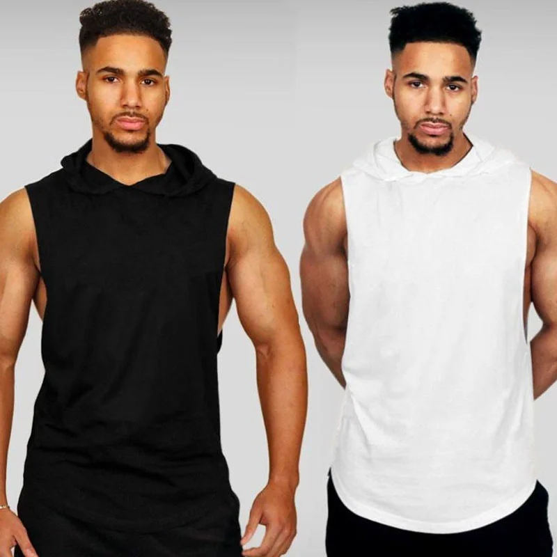 

Mens Training Tank Top Gym Summer Hooded Vest Fashion Sleeveless Hoodie
