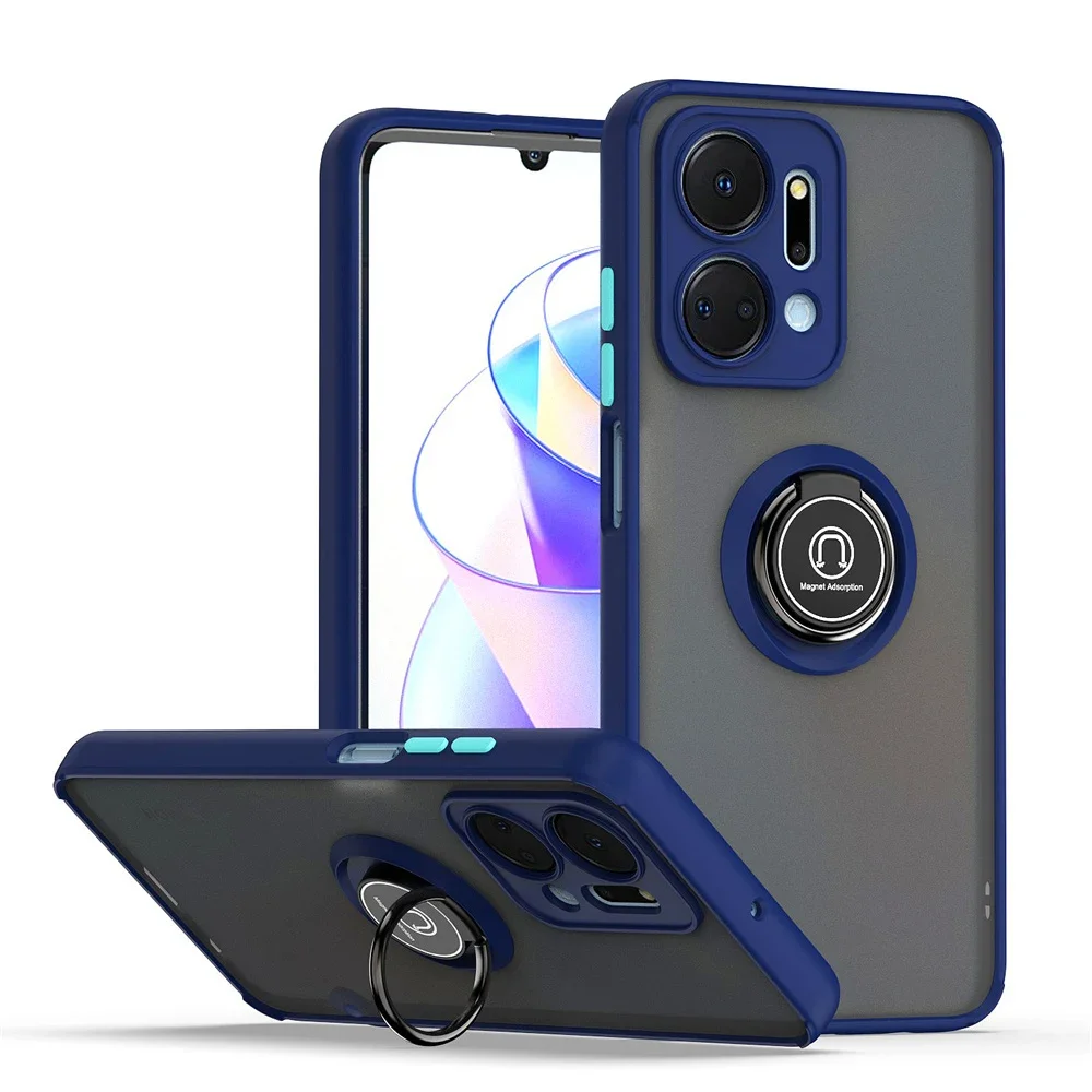 Shockproof Matte Case with Car Magnet Ring Holder Cover