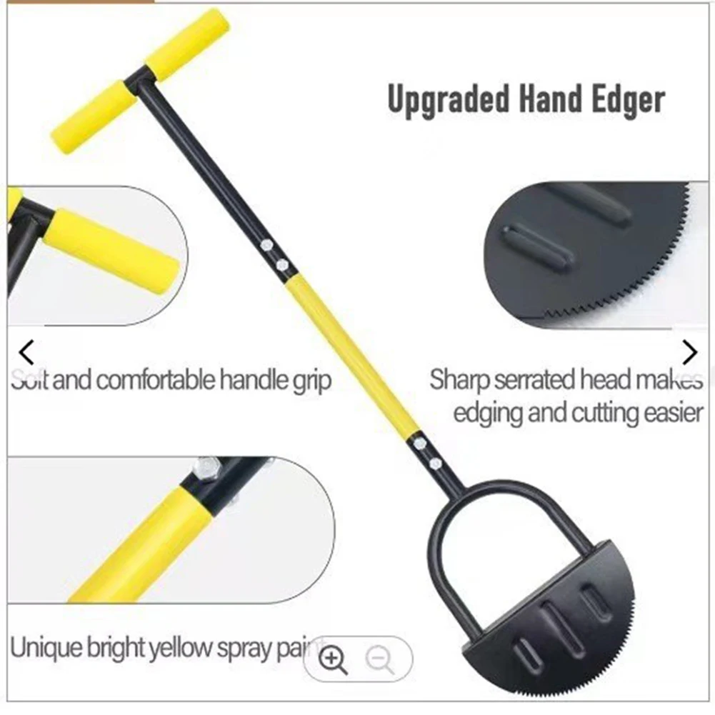 Manual Trimming Shovel Serrated Grass Saw Cutter With T-Grip Half Moon Manual Lawn Edger Reinforcedfor for Home Garden Supplies 5