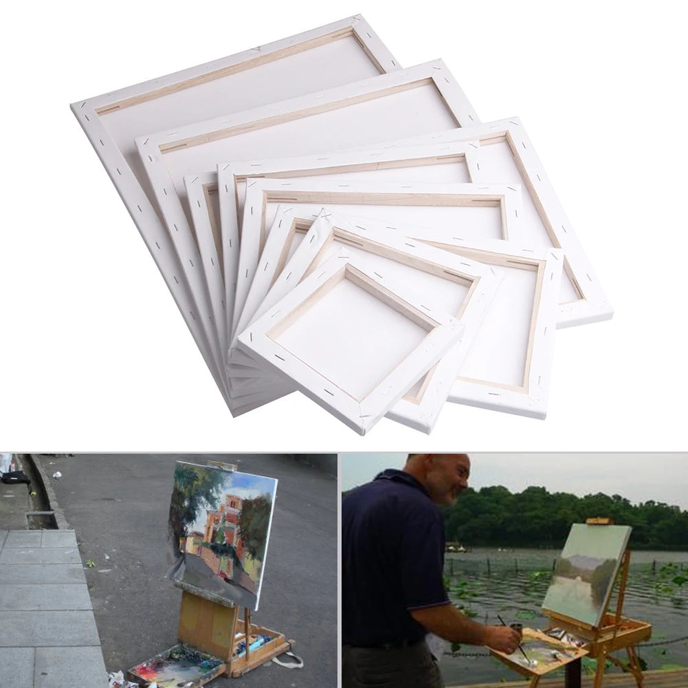 White Blank Square Artist Canvas Wooden Board Frame For Primed Oil Acrylic Paint R9JB