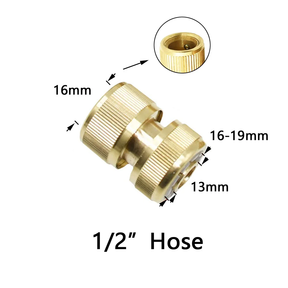 Irrigation Garden Hose Connector Brass 1/2" 3/4" 5/8" 1" Water Tube Stop Fitting Water Gun Nipple Watering Tap Pipe Coupler 5