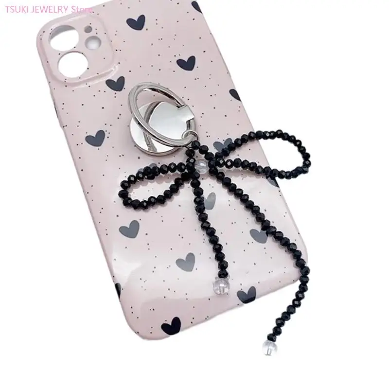 62Ke Korean Bowknot Telefon Grip Crystal Perlen Telefon Anhänger Halterung Finger Ringe Telefon Support Ständer Handyzubehör – Detail 10