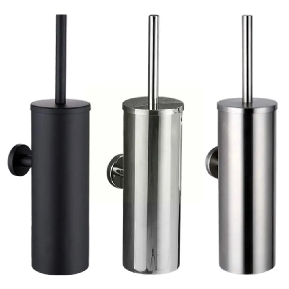 

Matt Black Toilet Brush Holder StainlessSteel Cleaning Vertical Tool Brush Wall Durable Toilet Mounted Bathroom R0V4