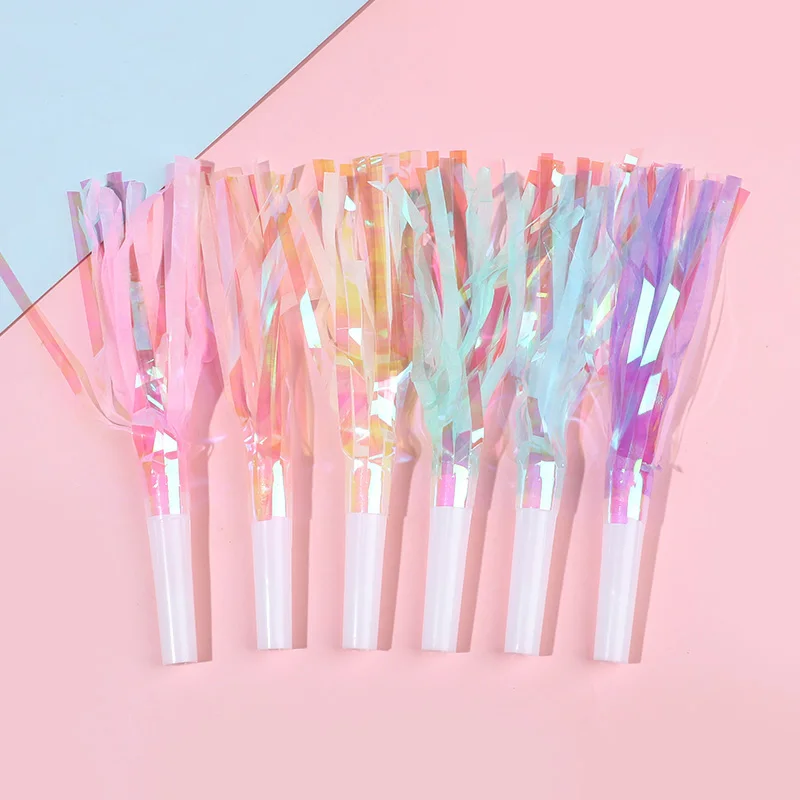 6Pcs Colorful Blowout Whistles Kids Birthday Party Favors Toy Christmas New Year Noise Maker Wedding Gift for Guests Cheer Props