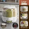 360 Degree Rotating Rice Grain Storage Container Dispenser Dry Cereal Kitchen Food Sealed Insectproof Bucket Kitchen Accessories 6