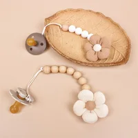 Fleur bébé attache-sucette chaîne nouveau-né factice porte-mamelon Clips sans BPA coton jouets de dentition sucette pendentif support 1